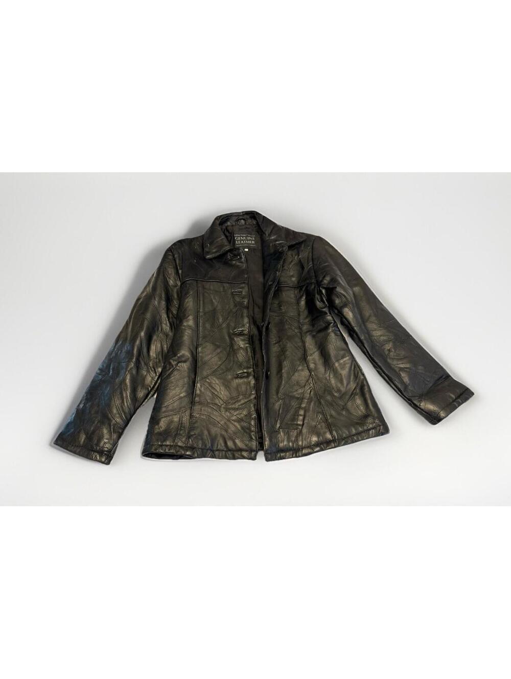 Women’s Italian Stone Design Navarre Patchwork Black Leather Jacket Size Medium